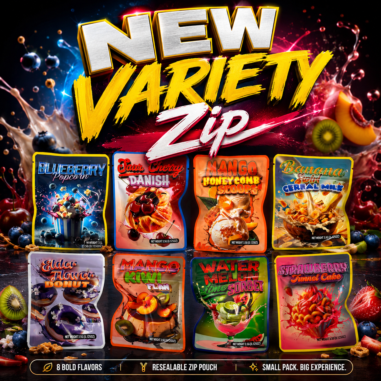 NEW AAA Indoor VARIETY ZIP Premium Flower 8 Flavors
